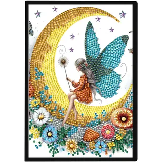 SHEGZHUC 14.5x21cm Diamond Painting Notizbuch A5 Blank Diamant Painting Notizbuch Diamant Malerei Notizbuch Diamond Painting Strass Special Spezialsteine Tagebuch Mädchen Geschenke || Mädchen Fee Elfe