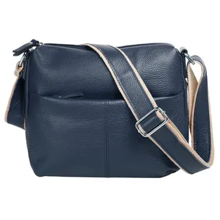 Umhängetasche SAMANTHA LOOK, Damen, Gr. B/H/T: 26cm x 24cm x 5cm onesize, blau, Leder, unifarben, Taschen Umhängetasche, echt Leder, Made in Italy