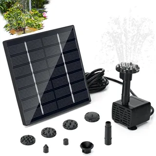 Sprifityy Teichpumpe solar 1.5W,Solar Springbrunnen,Upgrade Solarpumpe | mit 3m Kabel,Solar Wasserpumpe mit 6 Fontänenstile,Schwimmende Fontäne für Vogel-Bad,Teich,Wasserspiele,Fisch-Behälter,Garten