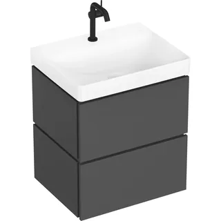 hansgrohe Xilesa E Waschtischunterschrank für den Waschtisch, 2 Schubkästen, 580x470x620mm, 54254760, Farbe: Schiefergrau Matt