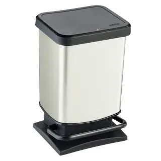 Rotho Treteimer PASO, 20 Liter, Abfalleimer aus Kunststoff mit Tritt-Funktion, Farbe: schwarz/ cool white