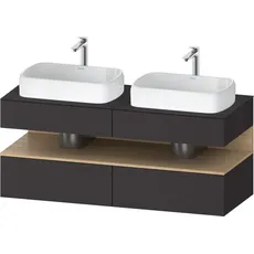 Duravit Qatego Konsolenwaschtischunterbau, 2 Auszüge, 2 Schubkästen, 2 Ausschnitte, 1400x550x600mm, Nische Eiche Natur, QA4767030, Farbe: graphit supermatt