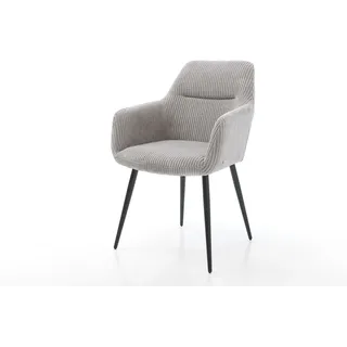 DELIFE Esszimmerstuhl Pejo-Flex Cord Silbergrau 4-Fuß konisch Schwarz Taschenfederkern - Grau