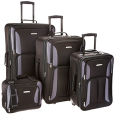 Rockland 4-teiliges Gepäckset für Rollen., schwarz/grau, Einheitsgröße, 4-teiliges Gepäck-Set.