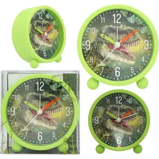Wecker Dino World grün lautlose Zeiger, Lichtfunktion auf Knopfdruck,, 1x AA 1,5V Batterie enthalten,, Depesche - Grün