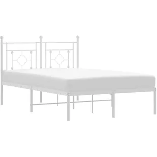 vidaXL Bettgestell mit Kopfteil Metall Weiß 120x200 cm - Weiß