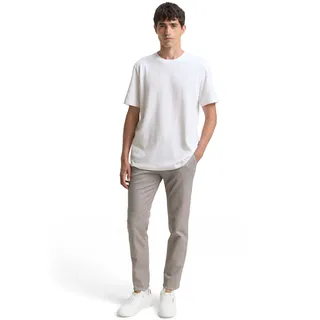 Tom Tailor Herren Klassisches T-Shirt mit Piqué-Struktur, White, XL