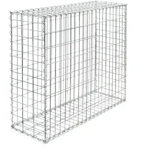 Wiltec Gabione 100 x 80 x 30 cm aus Drahtgitter, feuerverzinkter Gabionenzaun, Steinkorb für Gabionenwand, Gabionen Sichtschutz und Gabionen Hochbeet