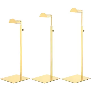 sourcing map Geldbeutel Anzeige Stand Set 3 Pack Metall Einstellbar Handtasche Rack Einzel Haken Halterung für Boutique Geschäft - Gold