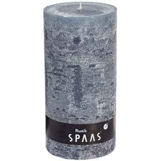 Spaas Rustic Unscented Pillar Candle Hours-Grey Rustikale Stumpenkerze 100/200 mm, ± 120 Stunden, ohne Duft-grau, Paraffinwachs, D 100 mm x H 200 mm, 1350