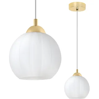 Hängelampe COSTA Gold 1-flammig Weiß Kugel E27