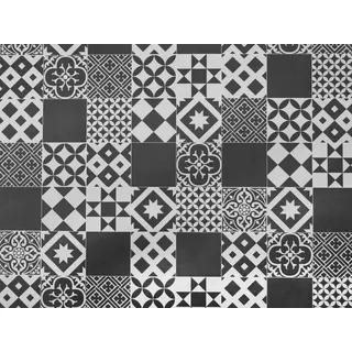 Primaflor PVC Bodenbelag TURVO - Fliese Lissabon - 2,00m x 4,00m - Meterware - Vinyl-Boden in schwarz weiß Fliesenoptik für Küche, Wohn- und Badezimmer, Hochwertige Auslegware, Anti-Rutsch Oberfläche - Weiß, Schwarz