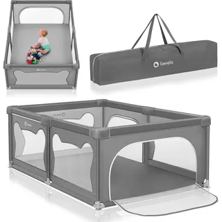 lionelo Willow Laufgitter Baby, ab 0-48 Monaten, große Spielfläche 127cm x 187cm x 68cm, Kinderlaufstall, atmungsaktive Netzseiten, stabil mit Saugnäpfen, 2 Eingänge mit Reißverschluss