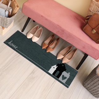 MOCAVI Mat Schuhparkplatz 30x100 cm innen & außen Hygge Home anthrazit Stiefelmatte schmal lang waschbar Terrassenmatte Mini-Läufer Flur randlos rutschfest