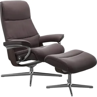 Stressless Relaxsessel "View" mit Cross Base, Größe S, M & L, Holzakzent Wenge, bordeaux paloma