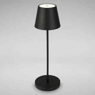 B.K.Licht - dimmbare Tischlampe kabellos, LED Nachttischlampe mit Touch als Balkon Deko, Outdoor, Schlafzimmer, Wohnzimmer, Camping, Garten, USB-C, Für Innen und Aussen, Schwarz, 38 x 12 cm (HxD)