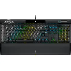 Corsair K100 RGB Gaming-Tastatur (Optische Switches, mechanisch, OPX: ultraschnell und linear, Tasten mit doppelter PBT-Einspritzung, Elgato Stream Deck) AZERTY, schwarz