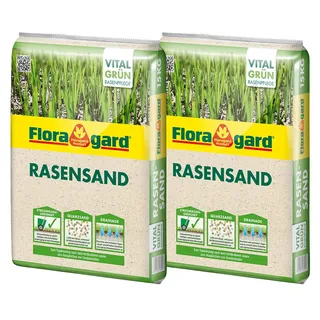 Floragard Rasen-Sand 2x15 kg für 20 m2 • Rasenpflege • zum Lüften schwerer Böden • streuwagenfähig • zum Topdressing nach dem Vertikutieren • zum Ausgleichen von Unebenheiten