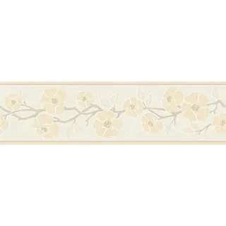A.S. Création Borte selbstklebend Blumen 5 m x 17 cm Beige-Gelb