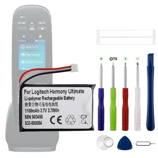 Swark 1100mAh Neu 533-000084 Akku Ersatz Kompatibel mit Logitech Harmony Touch,Harmony Ultimate Fernbedienungen 533-000083 533-000084 915-000198 915-000201 mit aktualisiertem Reparaturwerkzeugsatz