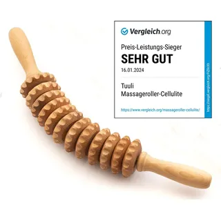 TUULI Anti Cellulite Roller mit Griff Massagegerät Massageroller für Maderotherapie 40 cm - Braun