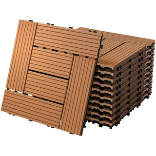 ECD-Germany Bodenplatte Mosaik 5er Set , Hellbraun , Holzwerkstoff , wetterfest-Zonen , Quadratisch , 30x2x30 cm , wetterfest , Teppiche und Böden, Terrassenböden & Balkonböden, Terrassenfliesen