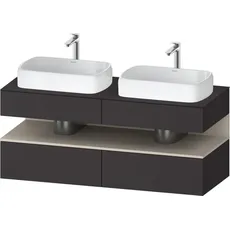 Duravit Qatego Konsolenwaschtischunterbau, 2 Auszüge, 2 Schubkästen, 2 Ausschnitte, 1400x550x600mm, Nische Taupe Supermatt, QA4767083, Farbe: graphit supermatt