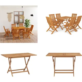 vidaXL 7 tlg. Garten Essgruppe Massivholz Teak - Garten Essgruppe - Garten Essgruppen - Gartenmöbel Set - Gartenmöbel - Braun