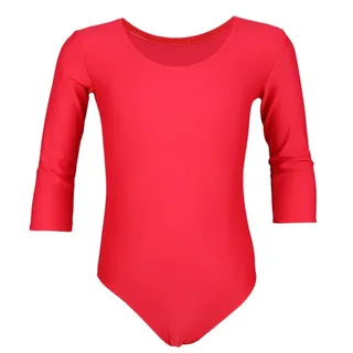 Aquarti Mädchen Ballett Trikot 3/4 Arm Gymnastik Ballettanzug, Farbe: Rot, Größe: 158