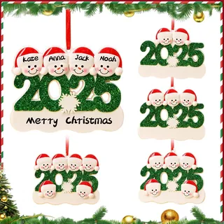 Personalisierte Weihnachtskugeln 2025 – 3D-Resin-Schneemann Ornamente mit 2–6 Namen – Weihnachtsanhänger personalisiert für Familie & Freunde, einzigartige Weihnachtsdeko (Schneemann-4)