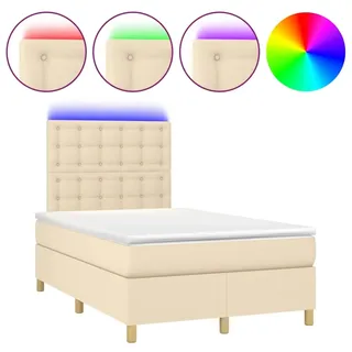 vidaXL Boxspringbett mit Matratze & LED Creme 120x200 cm Stoff - Creme
