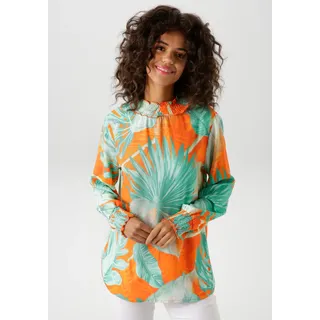 Aniston CASUAL Schlupfbluse mit großflächigen Blätterdruck im Batik-Dessin, bunt