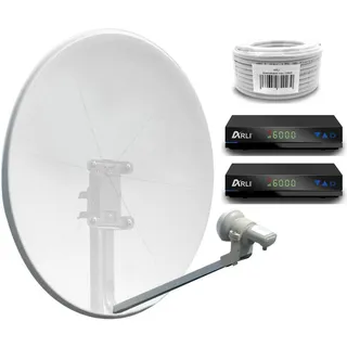 SAT Anlage NEU Komplettset  2 Teilnehmer  sofort einsatz Receiver Spiegel Kabel