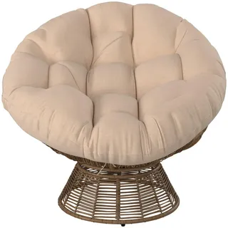 Ambia Garden Garten-Relaxsessel , Beige , Metall, Kunststoff , Füllung: Baumwolle (recycelt) , 96x86x78 cm , Gartenmöbel, Gartenliegen, Liegestühle