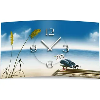 Möwen Designer Wanduhr modernes Wanduhren Design leise kein ticken dixtime 3DS-0121 - Weiß