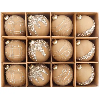 Weihnachtskugeln Samt,Weihnachtsbaum Kugeln,Christbaumkugeln,16 Stück Khaki,Weihnachtsdeko Kugeln Für Weihnachtsbaum,Draußen,Rasen,Hof,Hängende Baumdekorationen