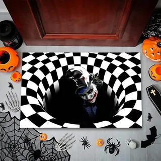 KASESSS Halloween Fussmatte Aussen, Scary Fußmatte Außen, Fussmatte Innen Horror, 3D Stereo Vision Fußmatte Innen, Fußmatten Clownfallenmuster, Fußabtreter Außen für Haustür Garten 40x60 cm
