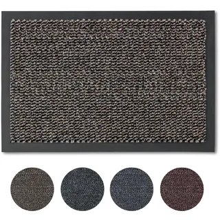 Carpido Fußmatte 60x80 cm für den Innenbereich - Türvorleger schnelltrocknend - Rutschfester Sauberlauf braun - Schlichter Fußabstreifer