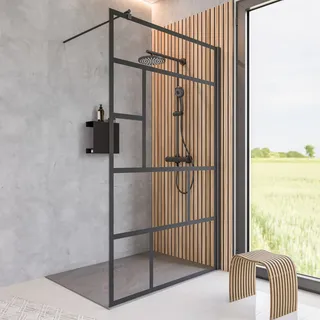Schulte Alexa Style 2.0 Walk-In-Dusche 120 x 200 cm schwarz ESG