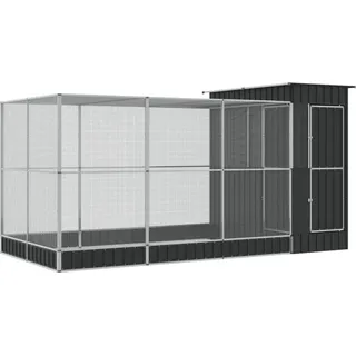 vidaXL Voliere mit Erweiterung Silber 416 x 203 x 216 cm Stahl - Silber