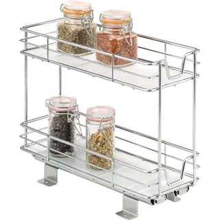 bremermann 2-stöckiges Teleskop-Gewürzregal, ausziehbare Teleskopschublade mit Einlegeboden aus verchromtem Metall