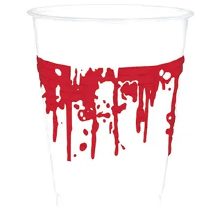 Amscan 9902244 - Becher Bloody Good Time, 10 Stück, aus Plastik, 473 ml, Bloody Mary, Help, Halloween, Horror-Party, Mottoparty