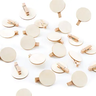 Logbuch-Verlag 1-24 Holz Klammern Adventskalender runde Scheibe passend für Aufkleber Geschenkklammer 4 cm