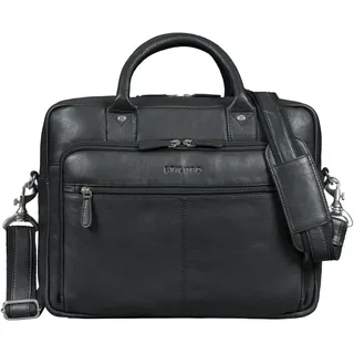 STILORD "Jerome Aktentasche Leder Herren Schwarz Businesstasche mit Laptopfach 15,6 Zoll Laptoptasche Echtleder Arbeitstasche Männer Bürotasche Ledertasche Lehrertasche