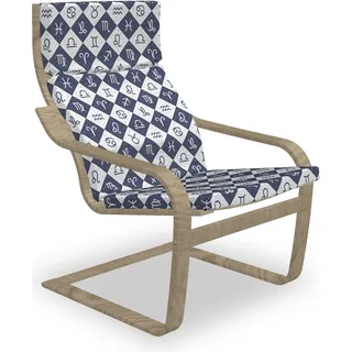 ABAKUHAUS geometrische Rhombus Poäng Sessel Polster, Sternzeichen Stern, Sitzkissen mit Stuhlkissen mit Hakenschlaufe und Reißverschluss, Dark Indigo Weiß - Weiß