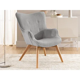 s-style möbel Loungesessel Lenari Cordstoff 71 x 96 x 86 cm Hellgrau