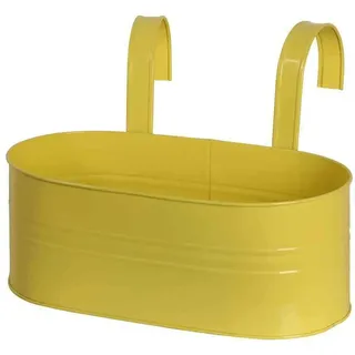 Blumenkasten oval gelb 39x16,5x14,5cm Stahlblech mit Haltern Pflanzen Übertopf
