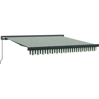 vidaXL Ausziehbare Markise Grün und Weiß 350 x 250 cm - Grün