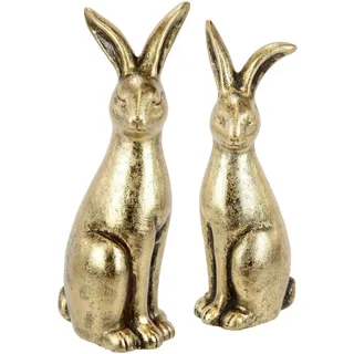 Osterhase I.GE.A. "Hasen Paar, Ostern", gold (goldfarben), B:6cm H:18cm, Terrakotta, Dekofiguren, Osterhase, Dekofigur, Osterdeko, Osterfigur, Topseller