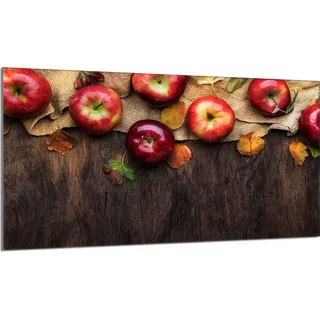 Herdabdeckplatte 90x52 Glaskeramikkochfeld Abdeckung Spritzschutz Glasplatte Deko Schneidebrett, Äpfel Holz - Braun